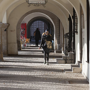 Kamienna Gora, kamienice podcieniowe przy Rynku Miejskim. EU, Pl, Dolnoslaskie.